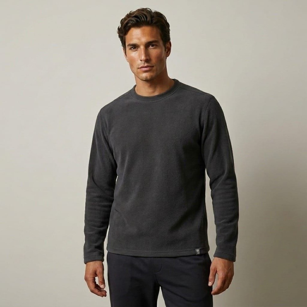 Stio Mens Fleece Crewneck Pullover Sweater Charcoal Gray Size Medium M